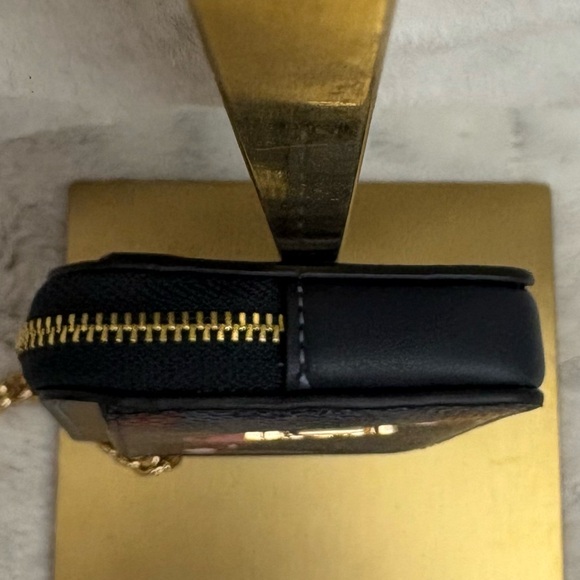 Coach Signature Canvas Cherry Print Zip Wallet Goldtone Chain with clip. ID slot - Picture 7 of 12